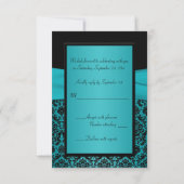 PRINTED RIBBON Aqua, Black Damask Reply Kaart (Achterkant)