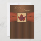 PRINTED RIBBON Autumn Leaf Stripes Wedding Invite Kaart (Voorkant)