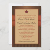 PRINTED RIBBON Autumn Leaf Stripes Wedding Invite Kaart (Achterkant)