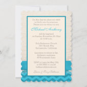 PRINTED RIBBON Baptism Photo Invite - Blue Chevron Kaart (Achterkant)