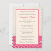 PRINTED RIBBON Baptism Photo Invite - Pink Chevron Kaart (Achterkant)
