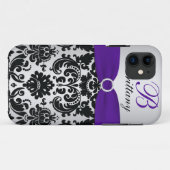 PRINTED RIBBON Black Paars Silver Damask iPhone 5 Case-Mate iPhone Case (Achterkant (horizontaal))