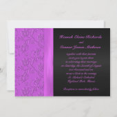 PRINTED RIBBON Black, Paarse Floral Wedding Invite Kaart (Achterkant)