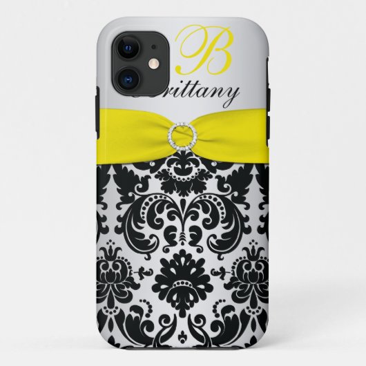 PRINTED RIBBON Black Yellow Silver Damask iPhone 5 Case-Mate iPhone Case (Achterkant)