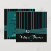 PRINTED RIBBON Blauwgroen, Black Striped Wedding I Kaart (Voorkant / Achterkant)