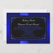 PRINTED RIBBON Blue, Black Floral Wedding Invite Kaart (Achterkant)