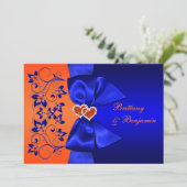 PRINTED RIBBON Blue, Oranje Floral Wedding Invite Kaart (Staand voorkant)