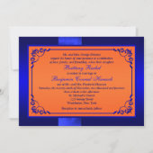 PRINTED RIBBON Blue, Oranje Floral Wedding Invite Kaart (Achterkant)