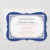 PRINTED RIBBON Blue, Peach Floral Wedding Invite Kaart (Achterkant)
