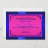 PRINTED RIBBON Blue, Pink Floral Wedding Invite Kaart (Achterkant)