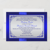 PRINTED RIBBON Blue, Silver Floral Wedding Invite Kaart (Achterkant)