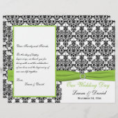 PRINTED RIBBON Chartreuse, Black Wedding Program (Voorkant / Achterkant)