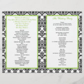 PRINTED RIBBON Chartreuse, Black Wedding Program (Achterkant)