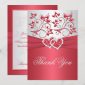 PRINTED RIBBON Coral Pink, Grey Dank u kaart (Voorkant / Achterkant)