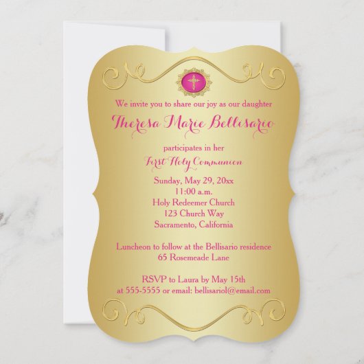 PRINTED RIBBON Fancy Shape Heilige Communfoto Kaart (Achterkant)