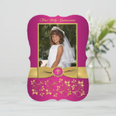 PRINTED RIBBON Fancy Shape Heilige Communfoto Kaart (Staand voorkant)