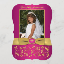 PRINTED RIBBON Fancy Shape Heilige Communfoto Kaart