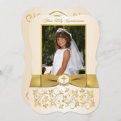 PRINTED RIBBON Fancy Shape Heilige Communfoto Kaart (Voorkant / Achterkant)