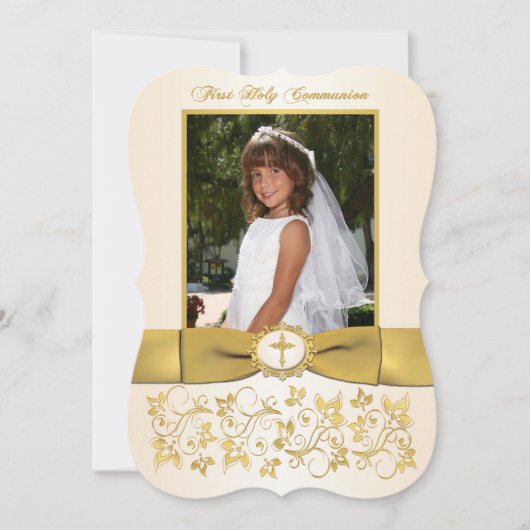 PRINTED RIBBON Fancy Shape Heilige Communfoto Kaart (Voorkant)