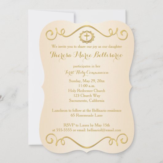 PRINTED RIBBON Fancy Shape Heilige Communfoto Kaart (Achterkant)