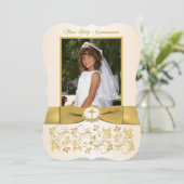 PRINTED RIBBON Fancy Shape Heilige Communfoto Kaart (Staand voorkant)