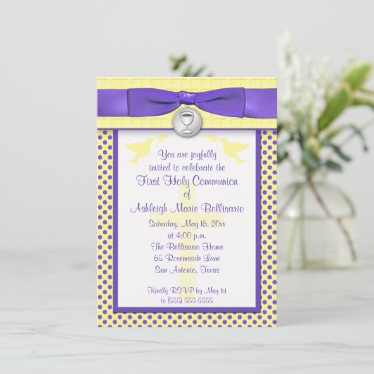 PRINTED RIBBON First Heilige Communauté Invitation Kaart (Staand voorkant)