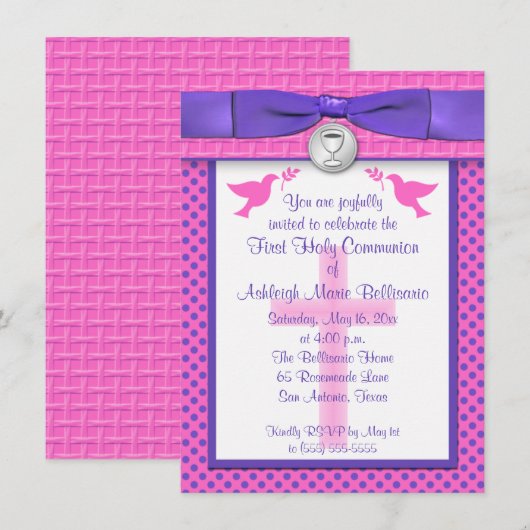 PRINTED RIBBON First Heilige Communauté Invitation Kaart (Voorkant / Achterkant)