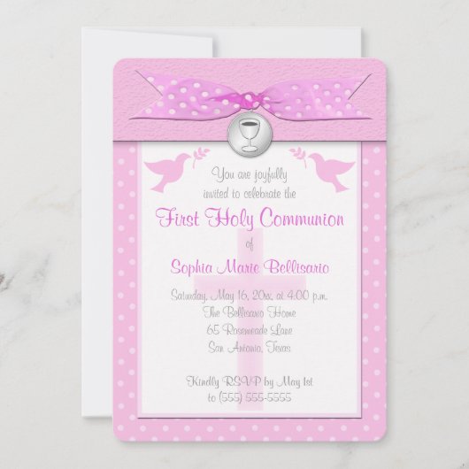 PRINTED RIBBON First Heilige Communauté Invitation Kaart (Voorkant)