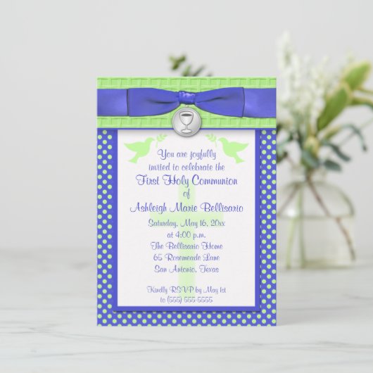 PRINTED RIBBON First Heilige Communauté Invitation Kaart (Staand voorkant)
