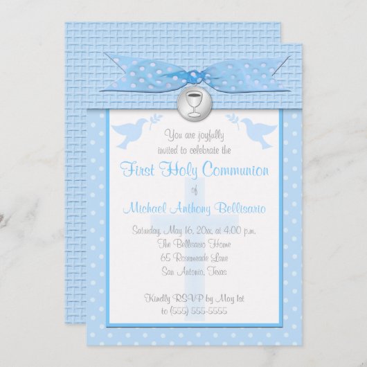PRINTED RIBBON First Heilige Communauté Invitation Kaart (Voorkant / Achterkant)