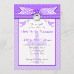 PRINTED RIBBON First Heilige Communauté Invitation Kaart