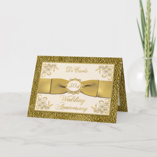 PRINTED RIBBON Floral 50th Jubileum Invitation (Voorkant)