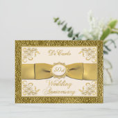 PRINTED RIBBON Floral 50th Jubileum Invitation Kaart (Staand voorkant)