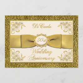 PRINTED RIBBON Floral 50th Jubileum Invitation Kaart