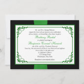 PRINTED RIBBON Green, White, Black Wedding Invite Kaart (Achterkant)