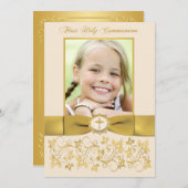 PRINTED RIBBON Heilige Communauteit Foto Uitnodigi Kaart (Voorkant / Achterkant)