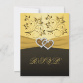 PRINTED RIBBON Joined Hearts RSVP Card (Voorkant)
