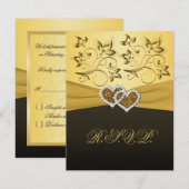 PRINTED RIBBON Joined Hearts RSVP Card (Voorkant / Achterkant)