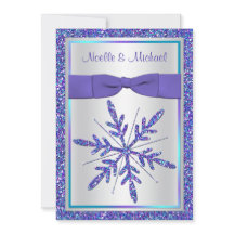 PRINTED Ribbon Paars Aqua Silver Wedding Invite