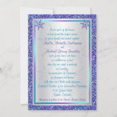 PRINTED Ribbon Paars Aqua Silver Wedding Invite Kaart (Achterkant)