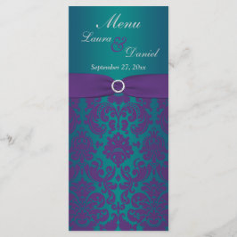 PRINTED RIBBON Paars, Blauwgroen bruiloft Menu Kaa