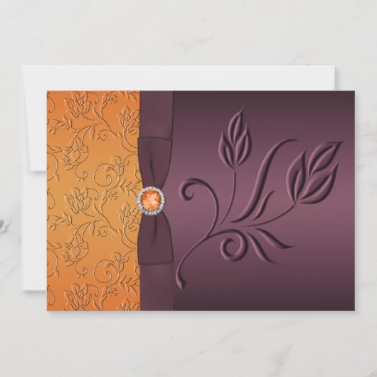 PRINTED RIBBON Paars, Tangerine Wedding Invite Kaart (Voorkant)