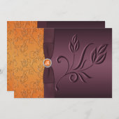 PRINTED RIBBON Paars, Tangerine Wedding Invite Kaart (Voorkant / Achterkant)