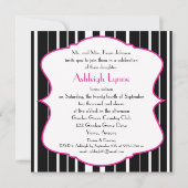 PRINTED RIBBON Pink, Black, White Sweet 16 Invite Kaart (Achterkant)