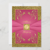 PRINTED RIBBON Pink Gold Floral Weddenschap Kaart (Voorkant)