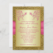 PRINTED RIBBON Pink Gold Floral Weddenschap Kaart (Achterkant)
