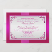 PRINTED RIBBON Pink, Silver Floral Wedding Invite Kaart (Achterkant)