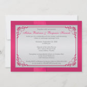PRINTED RIBBON Pink, Silver Floral Wedding Invite Kaart (Achterkant)