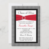 PRINTED RIBBON Red Black White Afstuderen Invite Kaart (Voorkant)