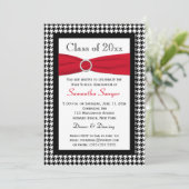 PRINTED RIBBON Red Black White Afstuderen Invite Kaart (Staand voorkant)